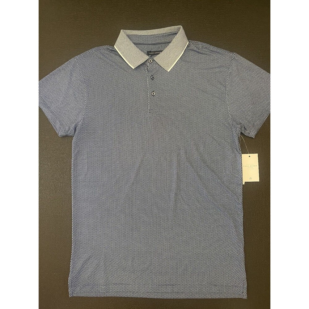 MARC ASHER Sz S Men's Navy  Short-Sleeve  Button-Up Polo Shirt